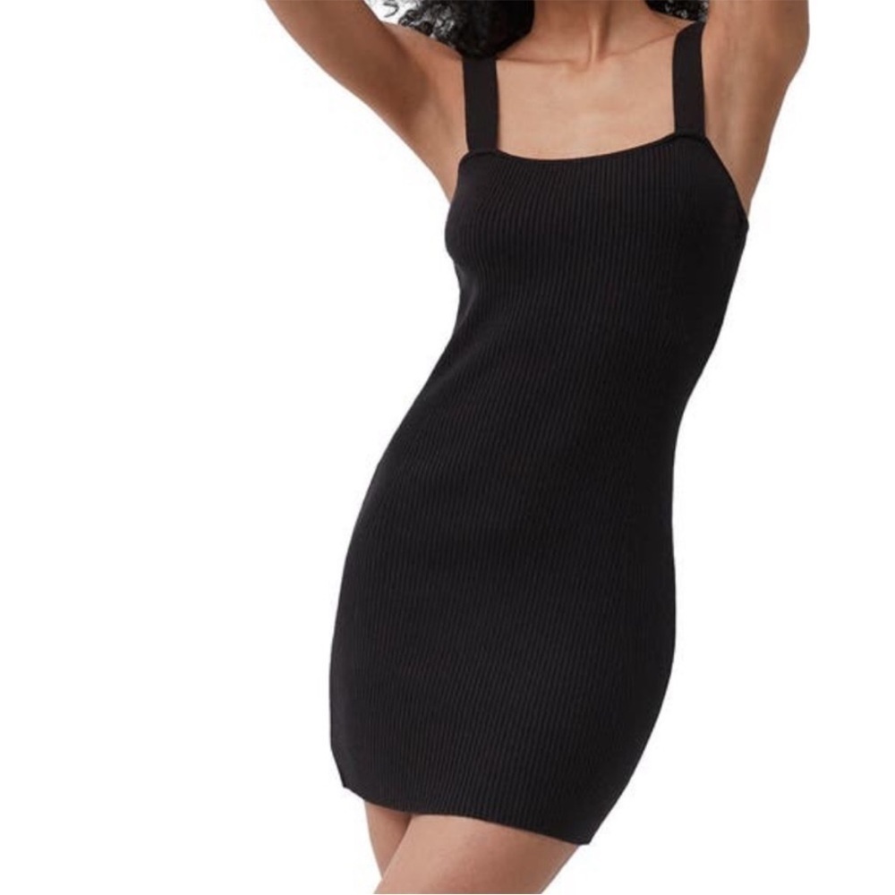 French Connection Black Ribbed Mini Dress - Picture 3 of 8